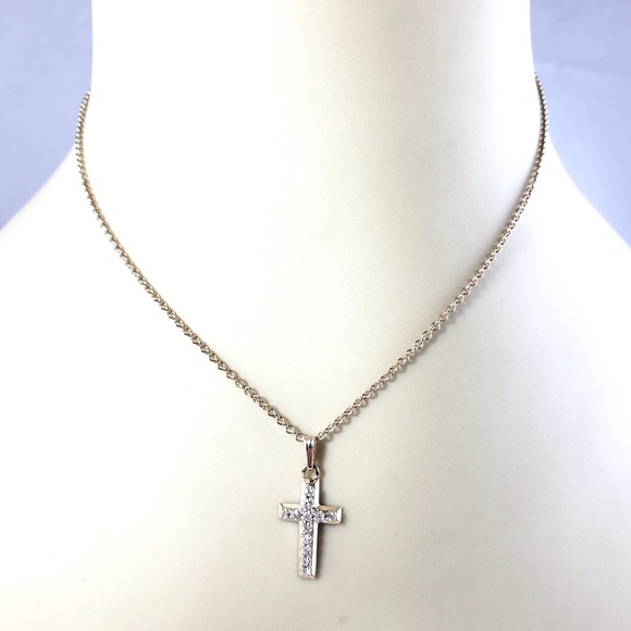 Vintage 14 Karat Yellow Gold Diamond Cross Pendant #13562 - Picture 4 of 5